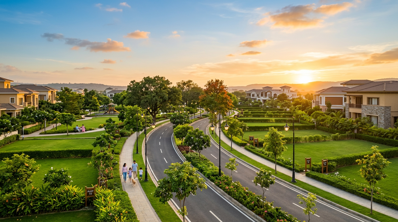 Township at golden hour